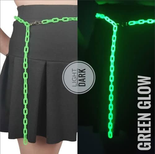 Vista 8 de Cinturón de cadena colorido Joyería de cadena para festivales rave, conciertos, fiestas 16 colores brilla en la oscuridad Reactivo UV Lima