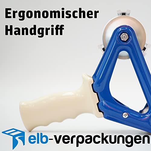 1 Stück - Handabroller - Profi-Ausführung - Version : STD - blau/blue - 50 mm - Klebebandabroller Metallrahmen - elb-verpackungen