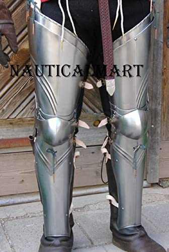 Image of Medieval Knight Steel Full Leg Armor Halloween Costume
