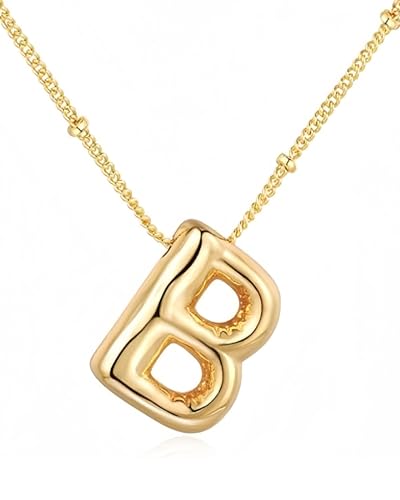 Chunyee Bubble Letter Necklace in 18k Gold, Dainty Initial Necklace with Gift Package, Ideal Women's Jewelry Gift