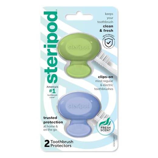 Steripod Clip-On Toothbrush Protector, Green and Blue, 2 Count