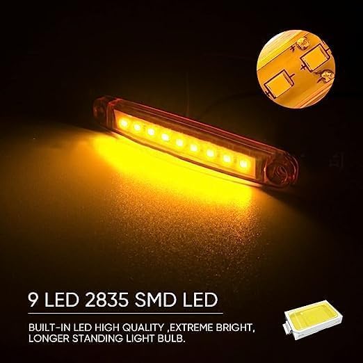 APSMOTIV 12V LED Clearance Lights Amber Color for Trucks Trailer RV Universal Fitment Outline Clearance Marker Light Set of 10 Pieces - Image 4 thumbnail
