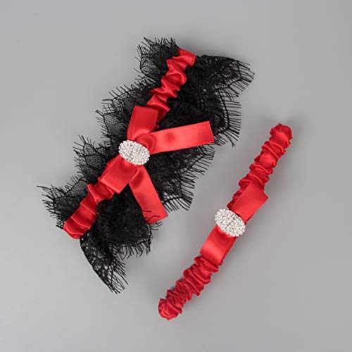 Image of White Lace Wedding Garters Bridal Garter Set for Women Bride Garters With something Blue
