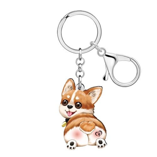 WEVENI Acrylic Cute Corgi Keychain Pet Dog Key Chain Keyring Corg...