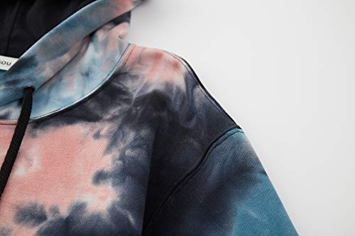 Image of KLIEGOU Mens Tie-Dye Pullover Hooded Sweatshirt