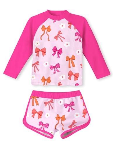 Image of Vogseek Girls Rash Guard Two Pieces Swimsuit Long Sleeve Bathing Suit for 3-10 Years