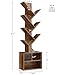 SUNMORY 6 Tier Tree Bookshelf, Small Bookcase with Storage Cabinet, Modern Tall Narrow Bookshelves Organizer, Floor Standing Book Shelf for Bedroom/Living Room/Home Office/Corner, Rustic Brown