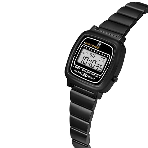 Image of Shocknshop Digital Square Small Dial LED Ladies Stainless Steel Strap Watch for Women and Girls -WCH385