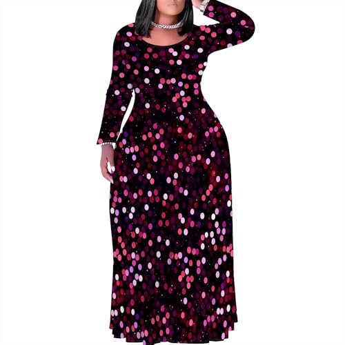 Image of PinkPatty Women's Plus Size Long Sleeve Maxi Dresses T Shirt Boho Sundress Fall Dress with Pockets