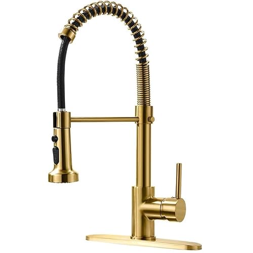 ZYCHSJXA Kitchen Faucet Undercounter Basin with Light Single Hole Mixer Tap Hot and Cold Water Gold