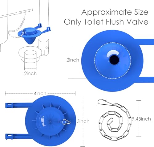 2-Pack Universal 2" Toilet Flapper Replacement Kit - Durable Rubber & Stainless Steel Chain (Blue) thumbnail 2
