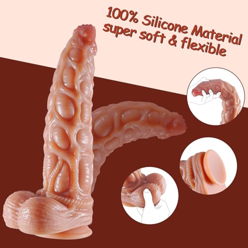 Image of ferch 13.6 Inch Realistic Girth Huge Thick Dildo, Real Skin Dual Density Silicone Monster Dildo with Strong Suction Cup for Hands-Free Play, G-spot Dildo Anal Sex Toys for Men Women