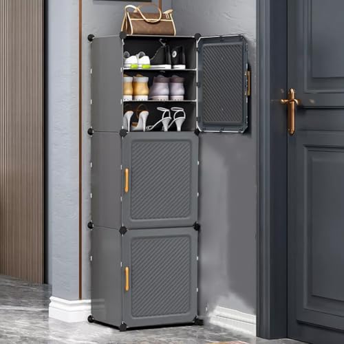 Image of EXVITO 3 Tier Shoe Rack with Shelf, Folding Shoe Rack for Bedroom, Living Room,Entryway, Footwear Stand for Home, Organizer, ShoeRack Plastic | Plastic Shoes Rack for Home - HT-Grey