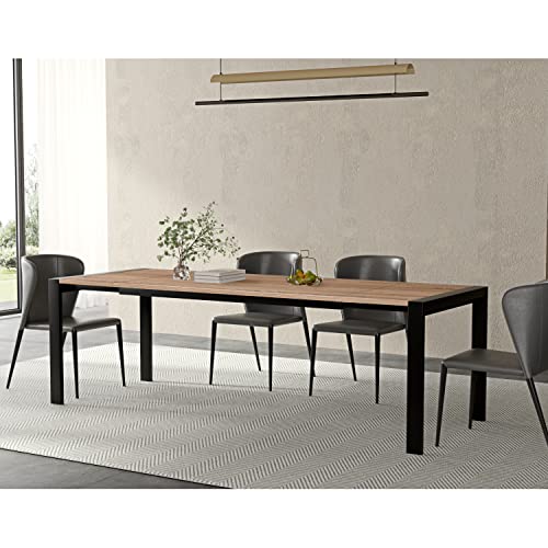 Acanva Modern Expandable Dining Table For 6-8, Rectangle Expansion Mdf Material Butterfly Leaves & Sturdy Base, Suited For Living Room, Office & Kitchen, 63”(+31.4) Wx35.5”Dx29.7”H, Oak #TOP19
