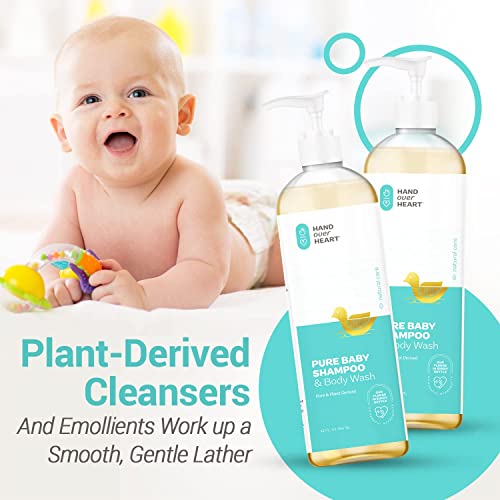 Hand Over Heart Plant Derived Baby Shampoo And Body Wash - Hypoallergenic Bath Soap - Tear Free, Mild And Gentle For Baby's Sensitive Skin - Cleans, Moisturizes And Soothes, Calming Relaxing Scent #TOP5