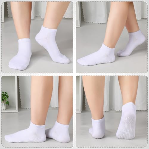 Jspupifip 4 Pairs Non Slip Yoga Socks Pilates Socks with Grips for Women Men Soccer Grippy Socks Cotton Barre Hospital Socks4