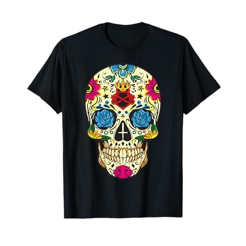 El Dia De Los Muertos Flor Calavera De Azucar Camiseta