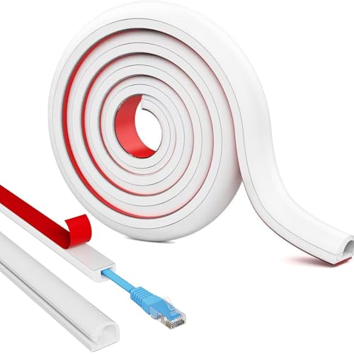 HIHIDAY Wall Cord Hider 3m Self-Adhesive Extension Cable Cover for Hide Conceal Cords Along Wall Home and Office Electric Cord Organizer (white 3m)