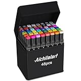 alchilalart 48 Colors Alcohol Based markers, Alcohol Markers Set, Dual Tip Alcohol Sketching Drawing Markers Animation for Adults Kids