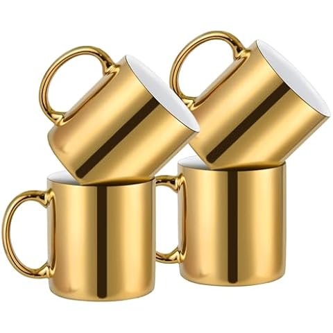 Bycnzb Coffee Mugs gold Ceramic Mug set of 4 Ceramic Cups for Coffee, Tea, Cocoa (12oz) Cover