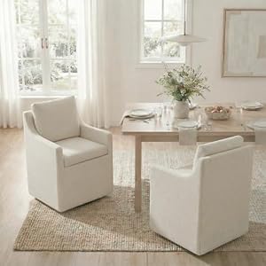 KISLOT Upholstered Dining Chairs Set of 2 with Washable Cover, Oatmeal