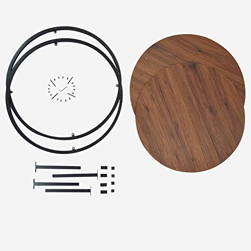 NSdirect 36” Round Coffee Table, Rustic Wooden Surface Top & Sturdy Metal Legs Industrial Sofa Table for Living Room Modern Design Home Furniture with Storage Open Shelf (Dark Walunt) - Image 6