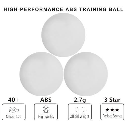 image for meizhouer 3 Star White Ping Pong Balls: 40mm Premium ABS Plastic - 20 