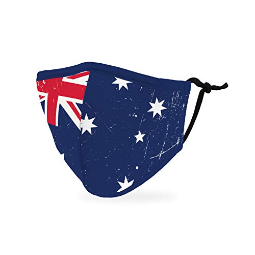 Weddingstar Enfants Masque en tissu lavable Tissu de protection réutilisable et réglable Couvercle avec poche pour filtre à poussière - Drapeau Australien Cover