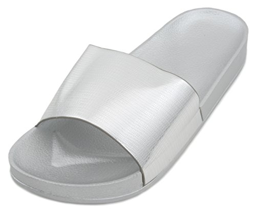 Sandrocks - Chanclas de Material Sintético para mujer, color Plateado, talla 42