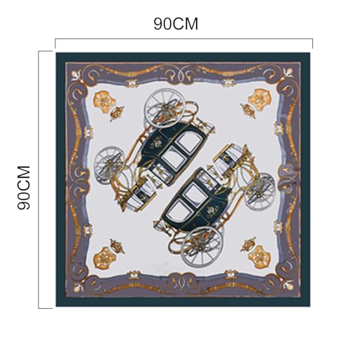 Square Neck Scarf, Printed Head Hair Scarf, Satin Headscarf Bandanas Scarves for Women Lady2