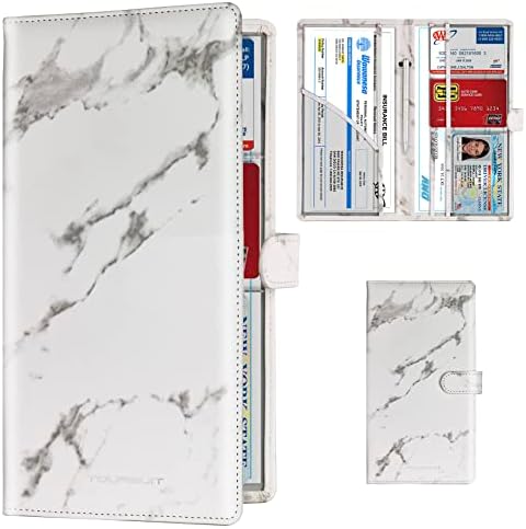 TOURSUIT Car Registration and Insurance Card Holder, Vehicle License Document Glove Box Compartment Organizer, Interior Car Accessories for Women Men Teens (Marble Grey)