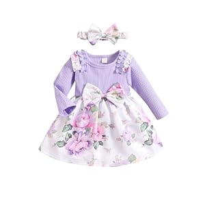 Borlai Kleinkind Baby Mädchen Kleidung Set Langarm Rüschen Strampler Kleid Floral Gedruckt Bow Rock Jumpsuit Onesie Outfit