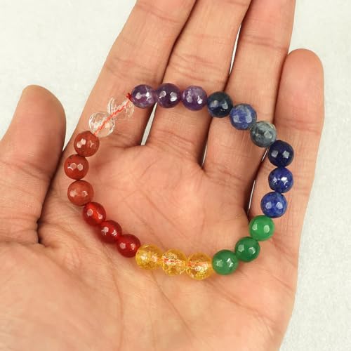 Image of Reiki Crystal Products Natural Crystal Stone 8 mm Faceted Diamond Cut Beads Bracelet for Men & Women | Reiki Charged Gemstone Bracelet | Multiple Stone Variants Available