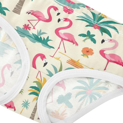 Wusikd Flamingos Palm Girls' Underwear Cotton Trees Flowers Girls Briefs Soft Toddler Underwear 2T4
