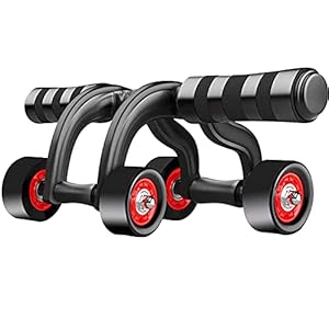 GOCART WITH G LOGO AB Roller Exerciser for Abdominal Stomach Exercise Training Equipment (4 WHEEL AB ROLLER) Black