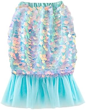 Toddler Baby Girls Mermaid Tail Tutu Sequins Dress Birthday Tulle Skirt Casual Beach Sundress Party Clothes (Blue, 1-2T)