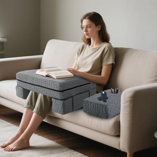 Image of Extra Large Reading & Gaming Pillow with Coaster, Lap Desk Pillow for Laptop for Adult, Memory Foam Bed Desk for Working, Gaming, Reading & Writing Laptop Desk for Couch Bed Floor