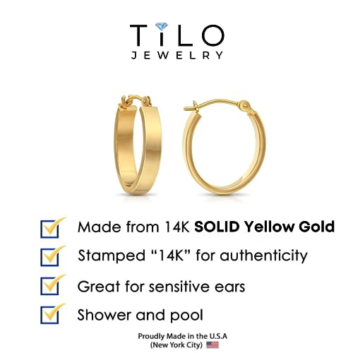 14k Gold Small Oval Flat Hoop Earrings4