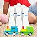 TTETTZ Bowling Toys Parent Children Interactive Toy Wooden Pins and Cars Playset for Outdoor Household Early Development Boys Girls