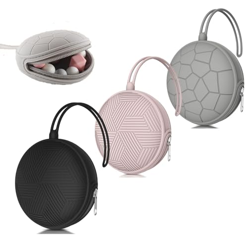 Image of Smlpuame 4 Pack Pacifier Holder Case Set,2 Silicone Portable Pacifier Cover Pouch Bag for Diaper Bags Baby Carriage with 2 Transparent Pacifier Storage Container Box,Easy to Clean,Shell(Pink+Black)
