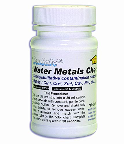 50 Heavy Metal Test Strips - Testing Kit for Iron, Copper, Cobalt, Zinc, Cadmium, Nickel, Lead, Mercury