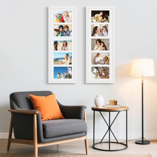 Picrit 8x24 White Collage Picture Frame 3 Pack, Fits Five 4x6 Photos or One 8x24 Picture, Gallery Frame Set - Poster Frames for Horizontal or Vertical Display