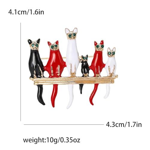 Image of Brooch Pins Cat Enamel Rhinestone Cute Animal Lapel Brooches for Women Fashion Jewelry Clothing Decoration Accessories (White)