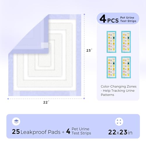 ZOMISIA 3D-Barrier Puppy Pee Pads for Dogs, 7 Cups Absorb & Rise Puffy Gel-Wall Leak-Proof, 22"x23" 25 Counts + 4 Pet Urine Test Strips, Super Absorbent Disposable Potty Training Pads — view 5