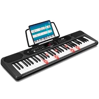 LEKATO 61 Keys Electric Piano, Beginners Piano Keyboard with Lighted Keys, 2 Teaching Modes, 300 Timbres Rhythms, 50 Demo Songs, Program, Synthesis, LED Display, Music Rest, Musician Gift - Les Beatles, Paul McCartney, John Lennon, RIngo Starr, George Harrison