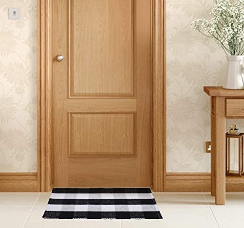 Buffalo Plaid Rugs For Living Room 24X36 Inch-Black White, Kitchen Rugs,Entry Way Rugs, Door Rugs, Area Rugs,Farmhouse Bath Room Rugs,Buffalo Check Rugs,Woven Rag Rugs,2X3 Rugs,Revirsible Rugs Cotton #TOP2