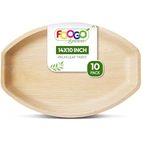 FOOGO Green 10 Eco-Friendly Palm Leaf Trays Cover