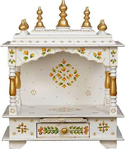 Temple en bois marron Mandir pour la maison sculpté à la main