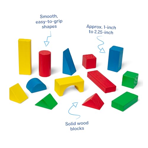 Image of Melissa & Doug Wooden Building Blocks, 100-Piece Set of Sorting & Stacking Toys in 4 Colors and 9 Shapes, Classic Toddler Toys for Girls & Boys Ages 2+ - FSC Certified (Pack of 6)