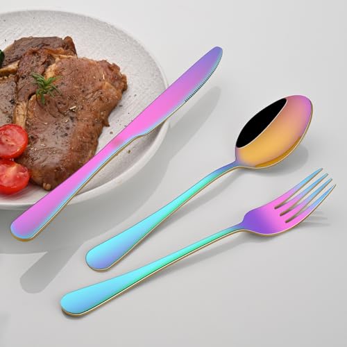 image for KRATELOUS 6.7 Inch Forks Set of 12, Colorful Rainbow Stainless Steel S